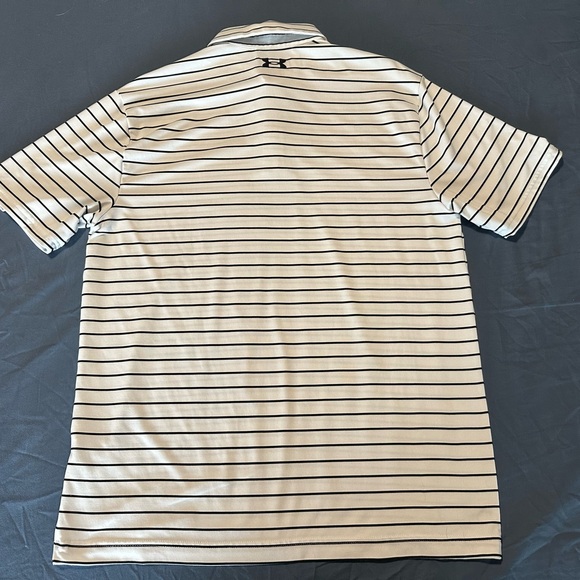 Under Armour Men's Striped Golf Polo Shirt - Black and‎ White - Picture 2 of 3